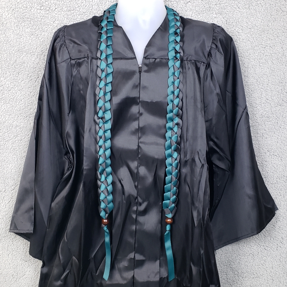 Stole Teal and Black 30-inches with Wooden Beads